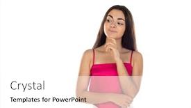  Presentation with look - PPT theme having photo-of-young-charming-girl background and a  colored foreground