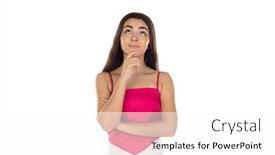  Presentation with look - PPT theme featuring photo-of-young-charming-girl background and a white colored foreground