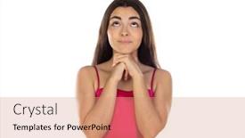  Presentation with look - Presentation design enhanced with photo-of-young-charming-girl background and a  colored foreground