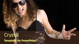  Presentation with joy - Slide set with photo of young cheerful girl wearing sunglasses and black tanktop expressing joy background and a tawny brown colored foreground