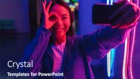  Presentation with cheerful - Beautiful slide set featuring photo-of-young-cheerful-positive backdrop and a navy blue colored foreground