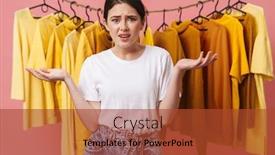  Presentation with photo - Theme featuring photo-of-young-confused-woman background and a red colored foreground