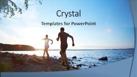  Presentation with running - Colorful presentation enhanced with photo of young couple running backdrop and a light blue colored foreground