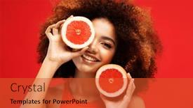  Presentation with dark skin - Presentation design with photo-of-young-dark-skin background and a red colored foreground