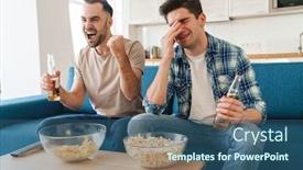 Presentation with snacks - Presentation theme having photo-of-young-emotional-two background and a ocean colored foreground