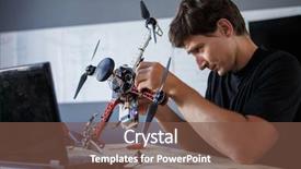  Presentation with electrical engineer - Audience pleasing slide set consisting of photo of young engineer mending backdrop and a tawny brown colored foreground