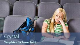  Presentation with college - Beautiful presentation featuring photo-of-young-female-college backdrop and a ocean colored foreground