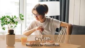  Presentation with reading - Presentation design consisting of photo-of-young-focused-woman background and a coral colored foreground