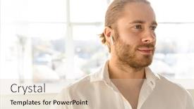  Presentation with photo - Theme consisting of photo-of-young-handsome-businessman background and a lemonade colored foreground