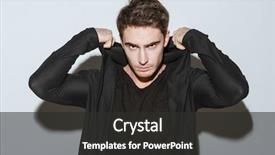  Presentation with art black and white marble - Amazing slide deck having photo of young handsome man dressed in black t-shirt and mantle standing over white background backdrop and a dark gray colored foreground