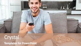  Presentation with photo - Amazing theme having photo of young happy man backdrop and a coral colored foreground