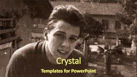  Presentation with 1960s - Beautiful slides featuring photo of young man 1960 backdrop and a tawny brown colored foreground