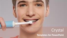  Presentation with dental hygiene - Slide deck with photo-of-young-man-taking background and a coral colored foreground