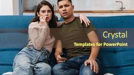  Presentation with photo - Slide set with photo-of-young-scared-couple background and a tawny brown colored foreground