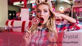  Presentation with photo - Slides having photo-of-young-seductive-woman background and a red colored foreground