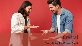  Presentation with photo - Slides with photo-of-young-smiling-guys background and a red colored foreground