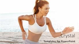  Presentation with bluetooth - Presentation design enhanced with photo-of-young-strong-redhead background and a coral colored foreground