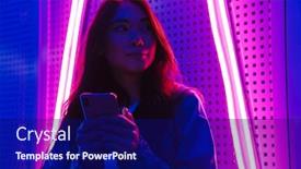  Presentation with neon - Presentation theme consisting of photo-of-young-woman-posing background and a navy blue colored foreground