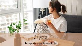  Presentation with reading - Presentation design featuring photo-of-young-woman-reading background and a coral colored foreground