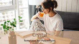  Presentation with reading - Slide set enhanced with photo-of-young-woman-reading background and a coral colored foreground