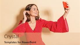 Presentation with selfie - Audience pleasing slides consisting of photo-of-young-woman-wearing backdrop and a coral colored foreground