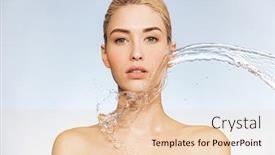  Presentation with water treatment - PPT theme having photo-of-young-woman background and a lemonade colored foreground