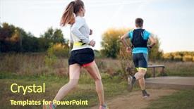  Presentation with adventure sports man - Cool new PPT theme with photo on back of sportive backdrop and a tawny brown colored foreground