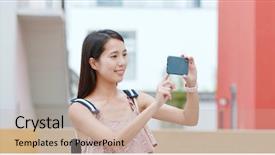  Presentation with photo - Cool new presentation with photo on cellphone in shenzhen backdrop and a mint green colored foreground