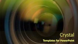  Presentation with lens - Slide set featuring photo-or-videocamera-lens background and a wine colored foreground