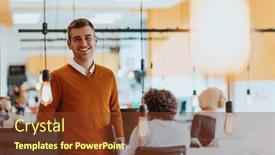  Presentation with photo - Presentation theme having photo-portrait-of-a-manager background and a tawny brown colored foreground