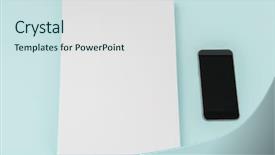  Presentation with brochure - Cool new PPT theme with photo realism - blank flyer poster brochure mockup backdrop and a  colored foreground