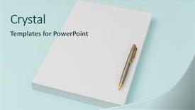  Presentation with brochure - Audience pleasing slide deck consisting of photo realism - blank flyer poster brochure mockup backdrop and a sky blue colored foreground