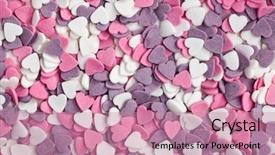  Presentation with hearts - PPT theme with photo shot of colorful hearts background and a coral colored foreground
