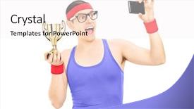  Presentation with white gold picture of wedding - Audience pleasing theme consisting of photo sport - male athlete taking picture backdrop and a  colored foreground