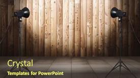  Presentation with old photo - Slide deck having photo studio in old interior background and a tawny brown colored foreground