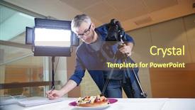  Presentation with culinary arts - Presentation theme having photo studio shooting culinary background and a  colored foreground