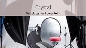  Presentation with lighting - Slide set consisting of photo studio with lighting equipment background and a light gray colored foreground