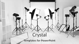  Presentation with lighting - PPT layouts enhanced with photo studio with lighting equipment background and a  colored foreground