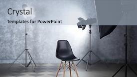  Presentation with lighting - Colorful PPT layouts enhanced with photo studio with lighting equipment backdrop and a  colored foreground