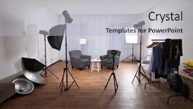  Presentation with lightning - Slide deck enhanced with photo studio with lightning equipment background and a light gray colored foreground