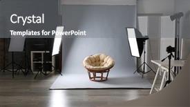  Presentation with neurons lightning - Beautiful presentation theme featuring photo studio with lightning equipment backdrop and a gray colored foreground