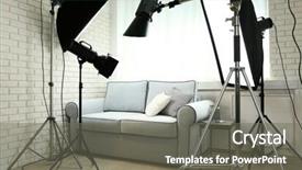  Presentation with lighting - Cool new PPT theme with photo-studio-with-modern-interior backdrop and a gray colored foreground