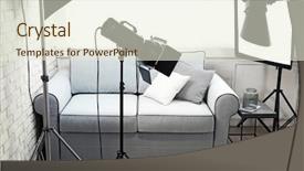  Presentation with lighting - Presentation design having photo-studio-with-modern-interior background and a cream colored foreground
