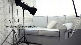  Presentation with lighting - Presentation having photo-studio-with-modern-interior background and a light gray colored foreground