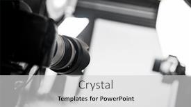  Presentation with lighting - PPT theme featuring photo studio with professional lighting equipment focus on the camera background and a light gray colored foreground