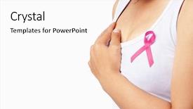  Presentation with pink ribbon - Theme featuring photo to support breast cancer background and a white colored foreground