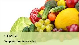  Presentation with bright white - PPT layouts enhanced with photo useful vegetables and fruit background and a soft green colored foreground