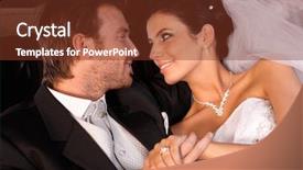  Presentation with bride and groom - Cool new slide set with photo wedding - bride and groom looking fondly backdrop and a tawny brown colored foreground