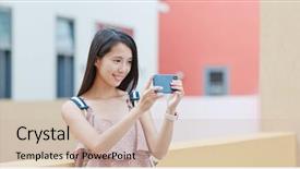  Presentation with airplane taking off sky in - Audience pleasing presentation theme consisting of photo with cellphone in shenzhen backdrop and a  colored foreground