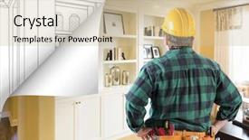  Presentation with photo album page - PPT theme having photo with page corner flipping background and a soft green colored foreground